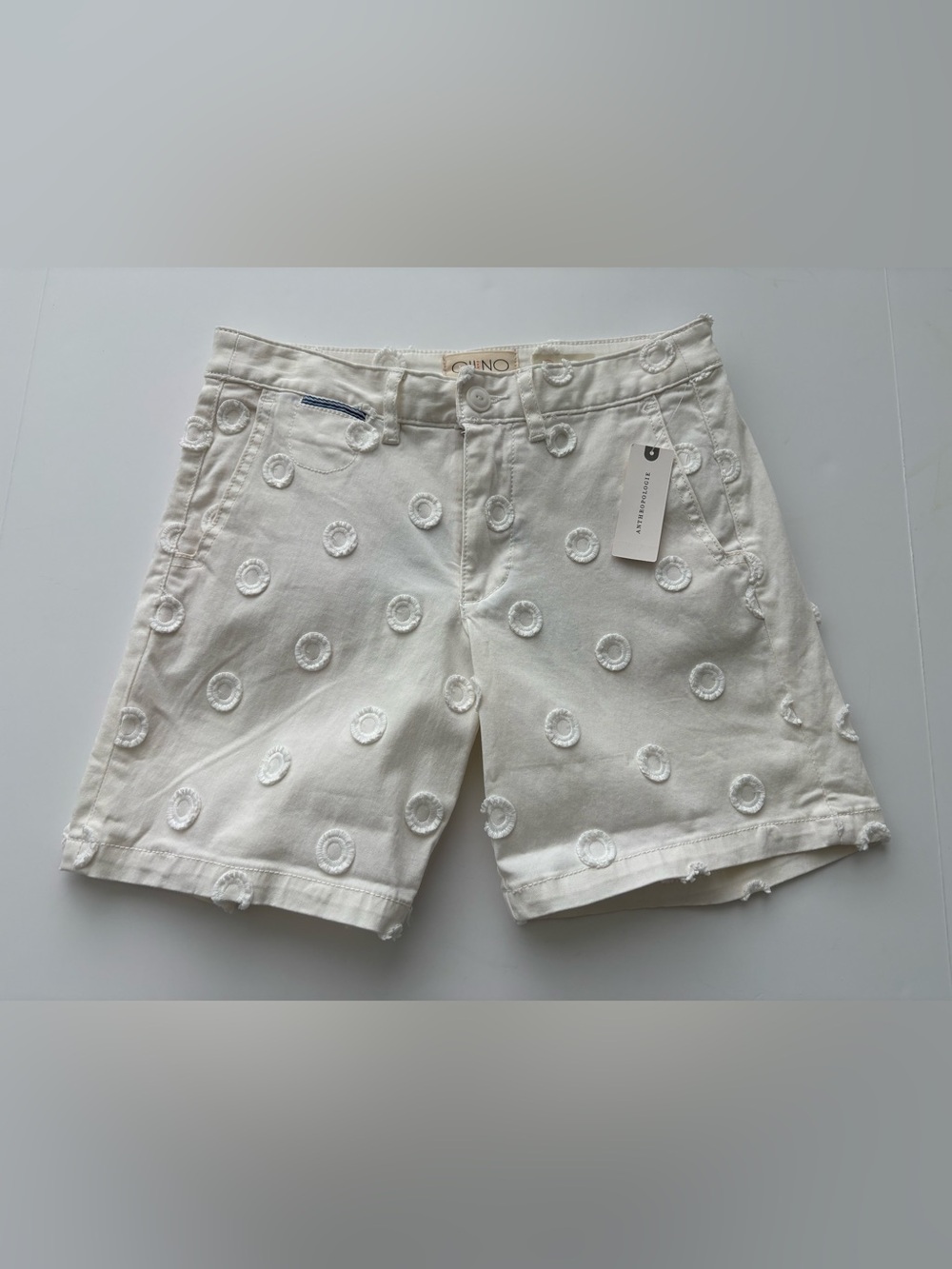 Anthropologie CHINO NWT Embroidered Relaxed Shorts White Size 24 - Picture 3 of 10